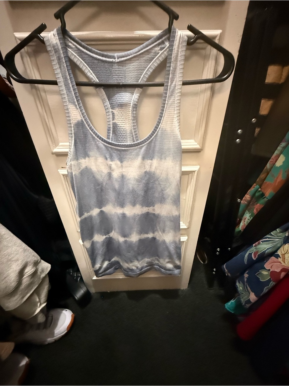 lululemon athletica Blue and White Tie-Dye Racerback Tank